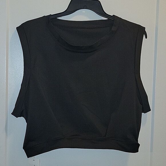 New Halara Crew Neck Sleeveless Cropped Top Size 1X Black - Picture 2 of 6
